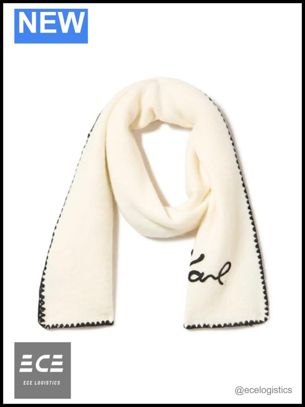 Whipstitch Scarf With Embroidered Karl Logo 72x11 Polyester Blend